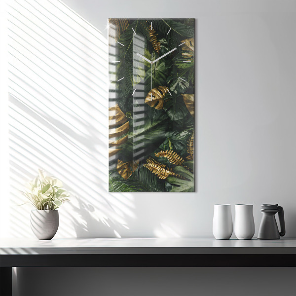 Vertical wall clock Jungle leaves