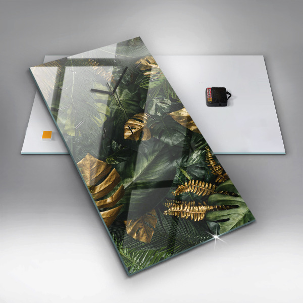 Vertical wall clock Jungle leaves