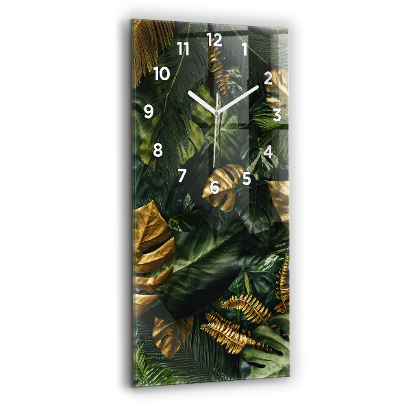 Vertical wall clock Jungle leaves