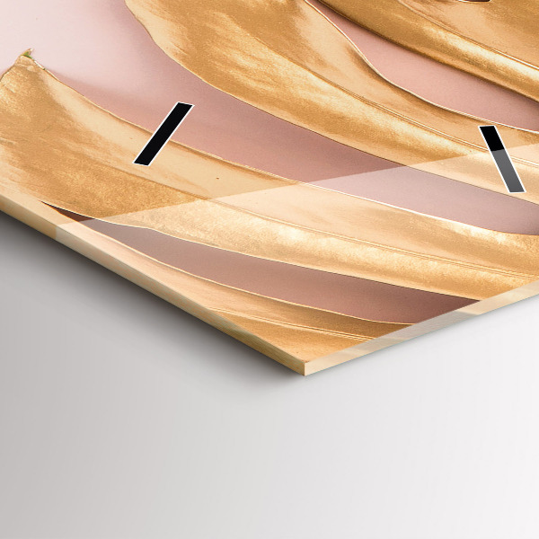 Vertical wall clock Golden tropical leaves