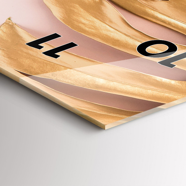 Vertical wall clock Golden tropical leaves