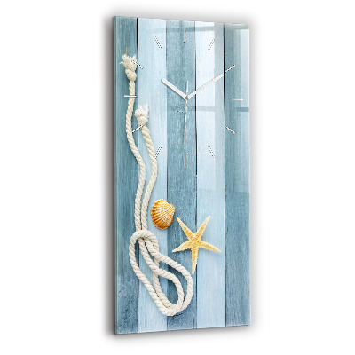 Vertical wall clock Boards stripes and shell