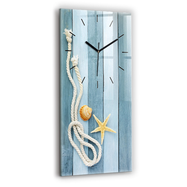 Vertical wall clock Boards stripes and shell