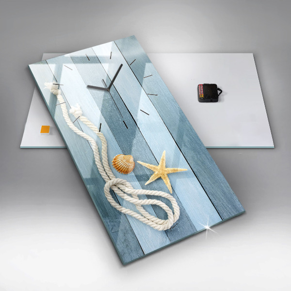 Vertical wall clock Boards stripes and shell