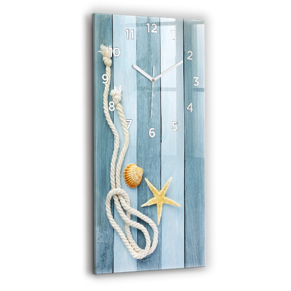 Vertical wall clock Boards stripes and shell