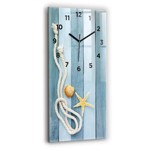 Vertical wall clock Boards stripes and shell