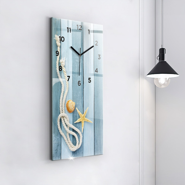 Vertical wall clock Boards stripes and shell