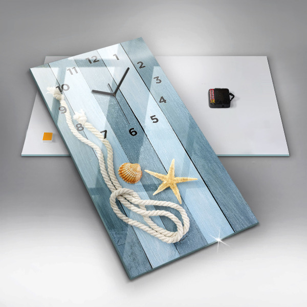 Vertical wall clock Boards stripes and shell