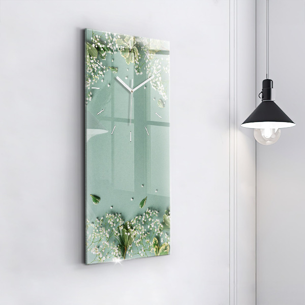 Vertical wall clock Delicate flowers