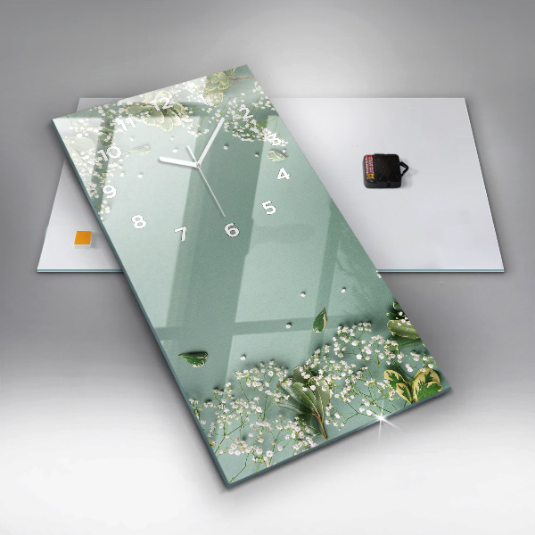 Vertical wall clock Delicate flowers
