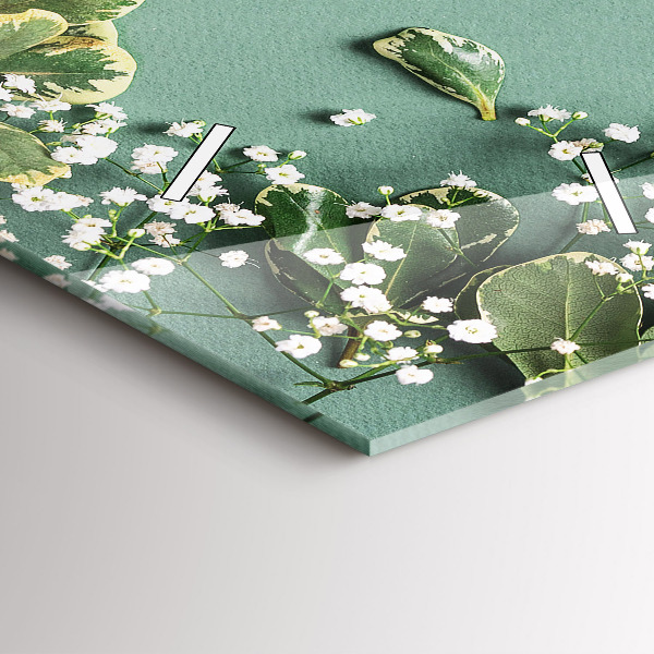 Vertical wall clock Delicate flowers