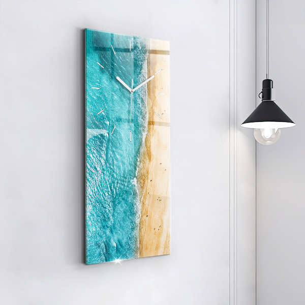 Vertical wall clock sea beach people