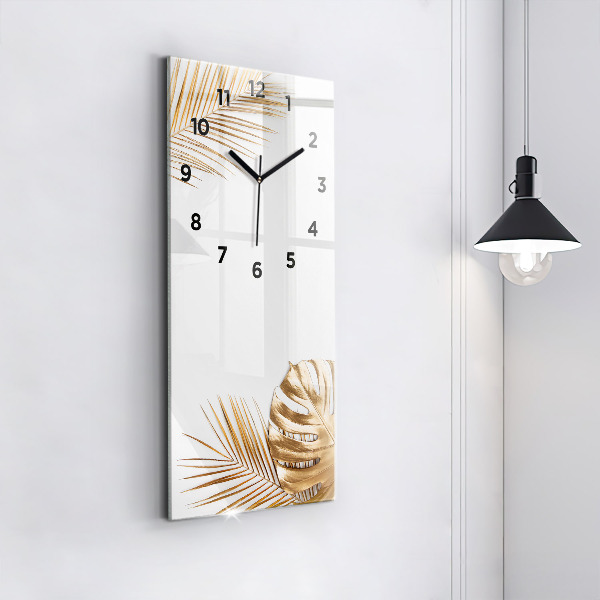 Vertical wall clock Tropical leaves