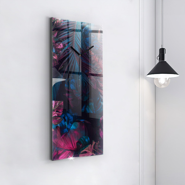 Vertical wall clock Exotic flowers