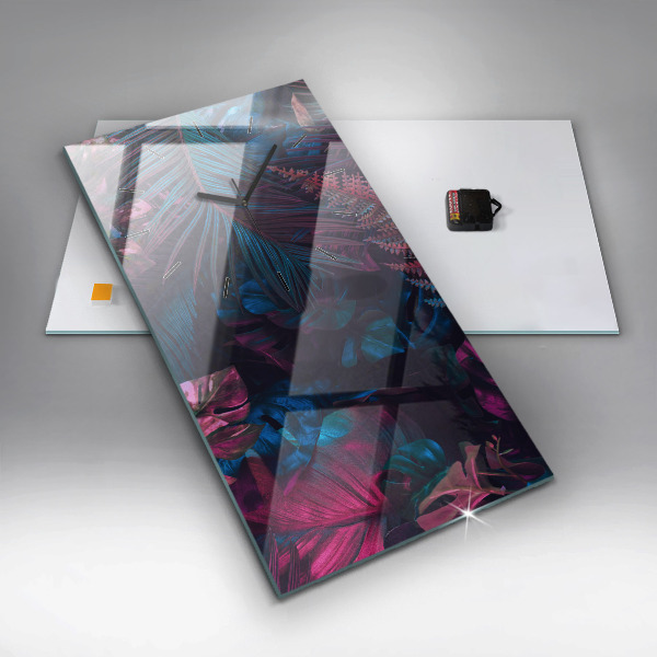 Vertical wall clock Exotic flowers