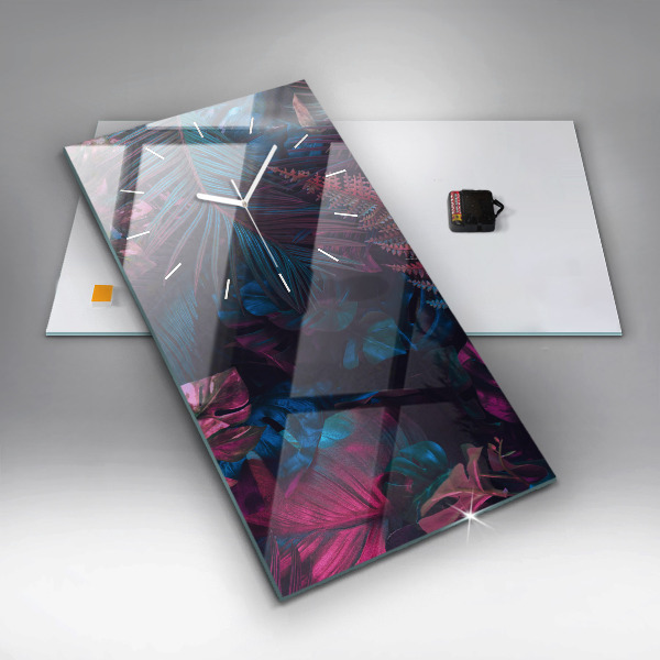 Vertical wall clock Exotic flowers