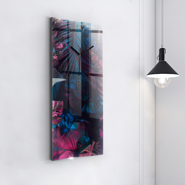 Vertical wall clock Exotic flowers