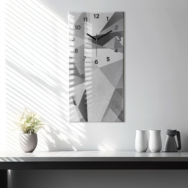 Vertical wall clock Gray Geometric Abstraction