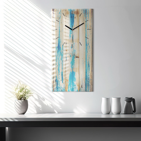 Vertical wall clock Scratched wood