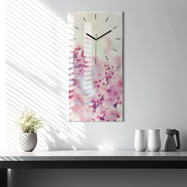Vertical wall clock Spring flowers
