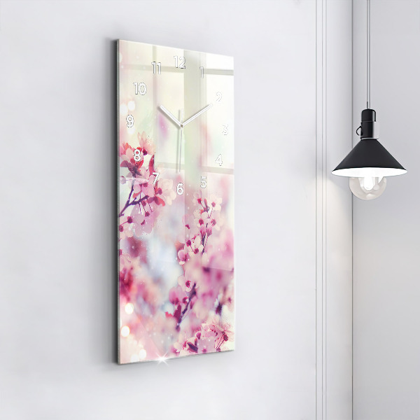Vertical wall clock Spring flowers