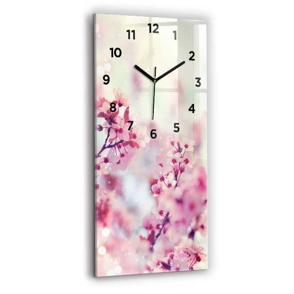Vertical wall clock Spring flowers