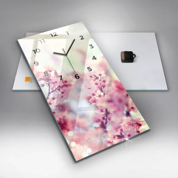 Vertical wall clock Spring flowers