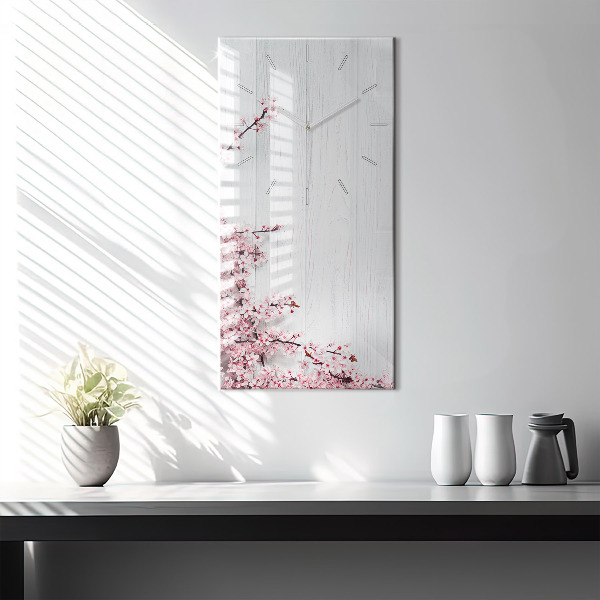 Vertical wall clock Spring flowers