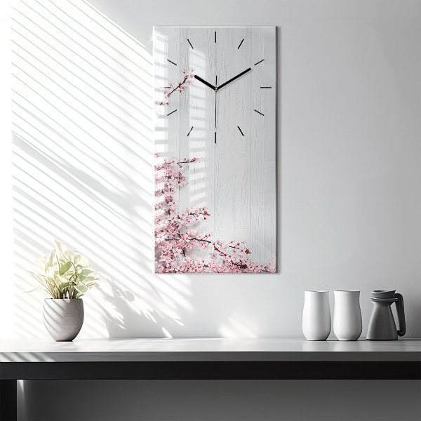 Vertical wall clock Spring flowers