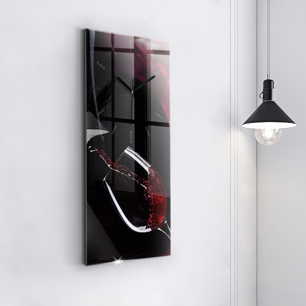 Vertical wall clock Red wine