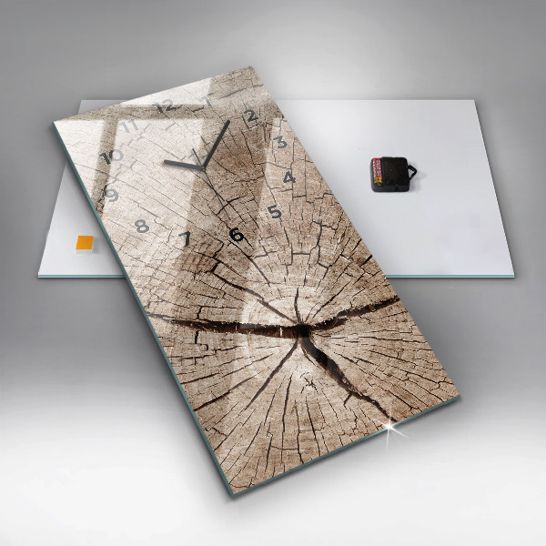 Vertical wall clock Old wood stump