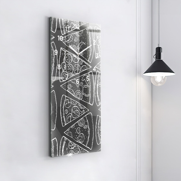 Vertical wall clock Painted pizza