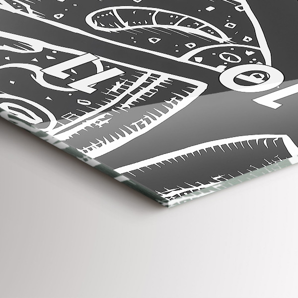 Vertical wall clock Painted pizza