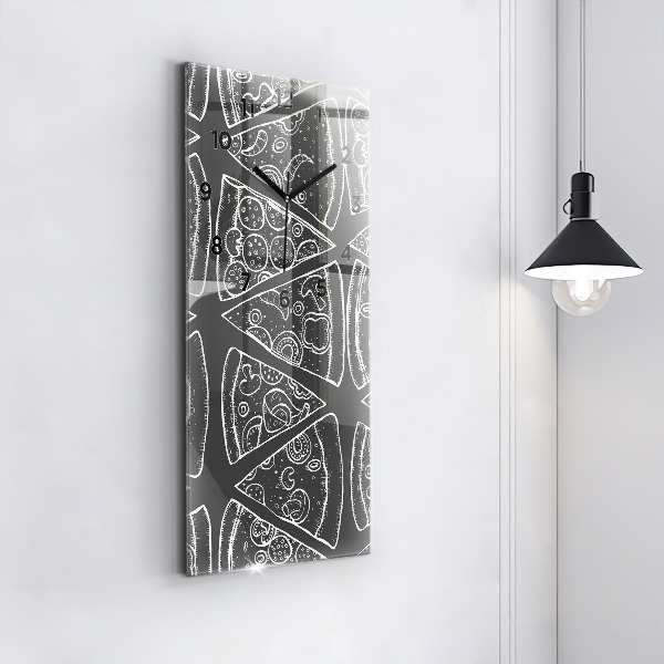 Vertical wall clock Painted pizza