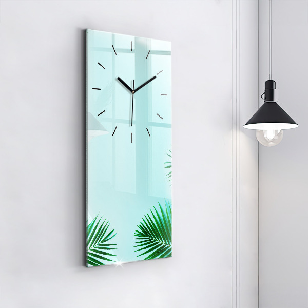 Vertical wall clock Green palm trees