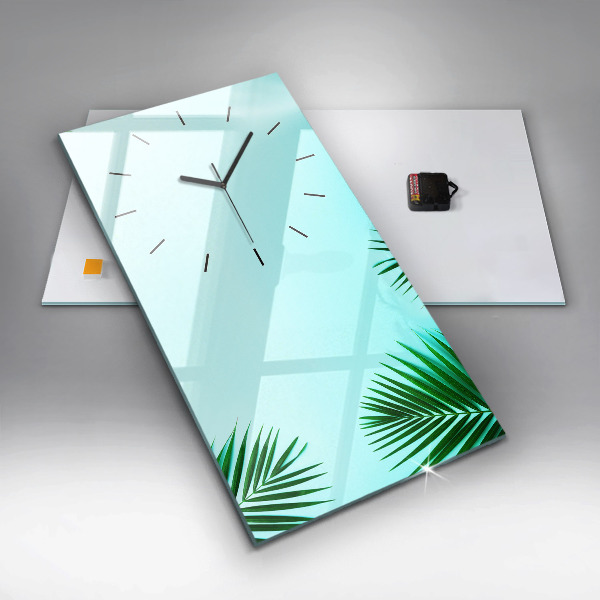 Vertical wall clock Green palm trees