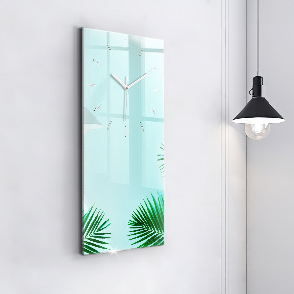 Vertical wall clock Green palm trees