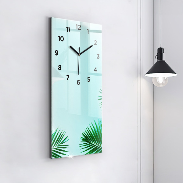 Vertical wall clock Green palm trees