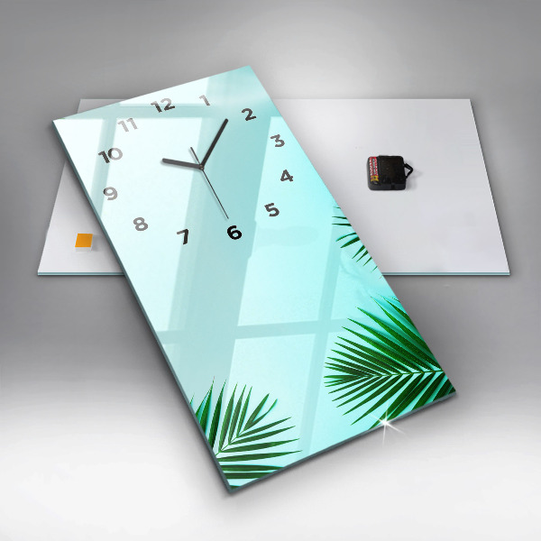 Vertical wall clock Green palm trees