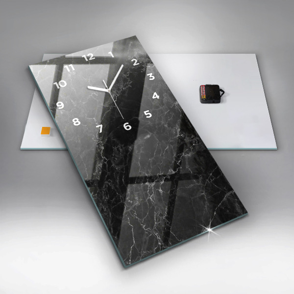 Vertical wall clock Dark marble