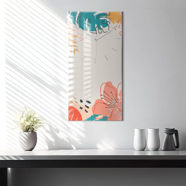Vertical wall clock Hawaiian plants