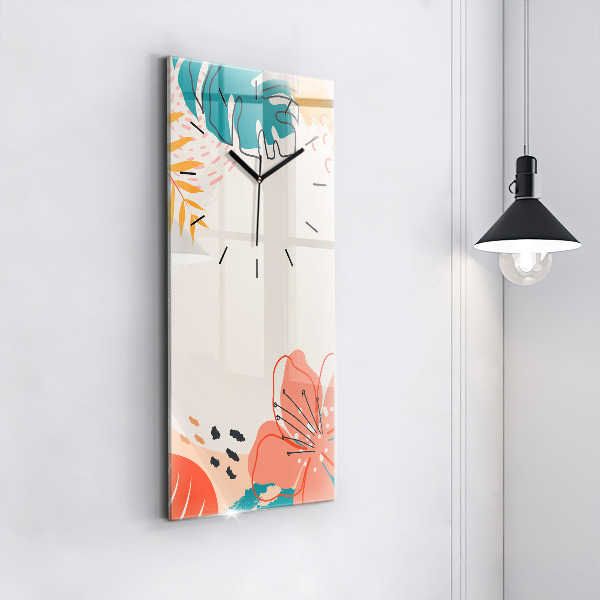 Vertical wall clock Hawaiian plants