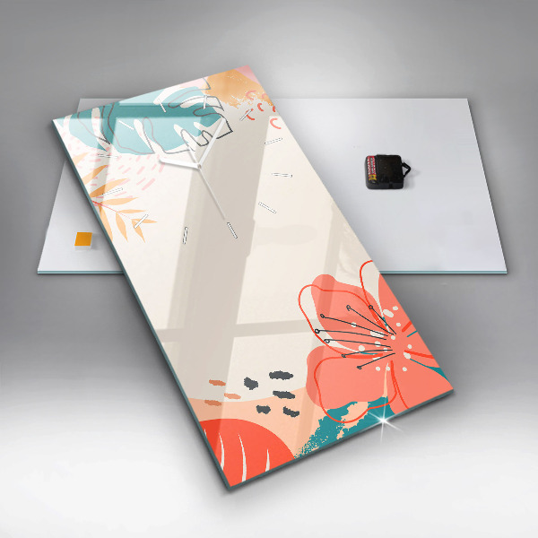 Vertical wall clock Hawaiian plants