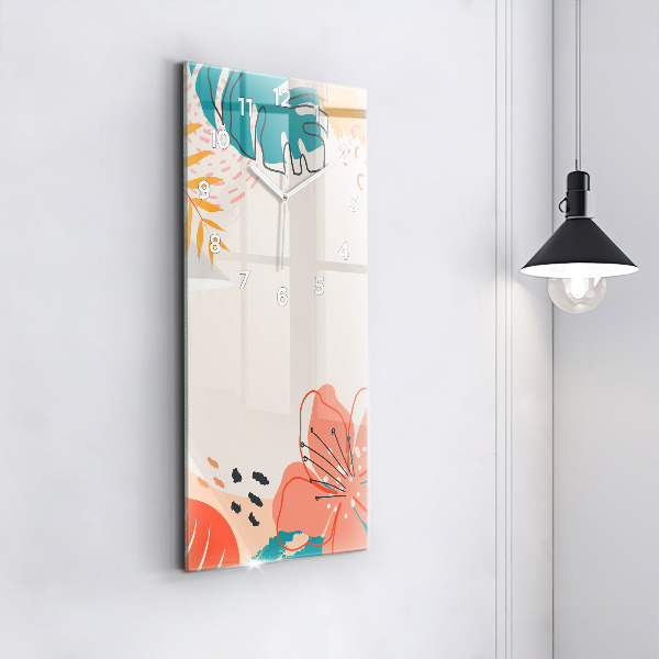 Vertical wall clock Hawaiian plants
