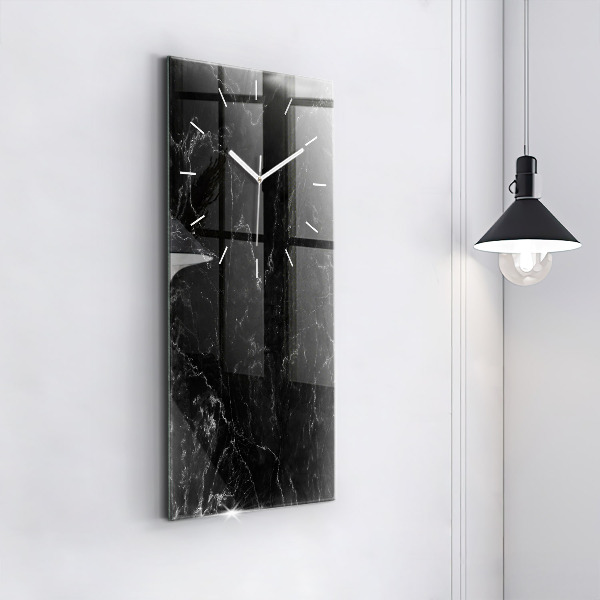 Vertical wall clock Black marble
