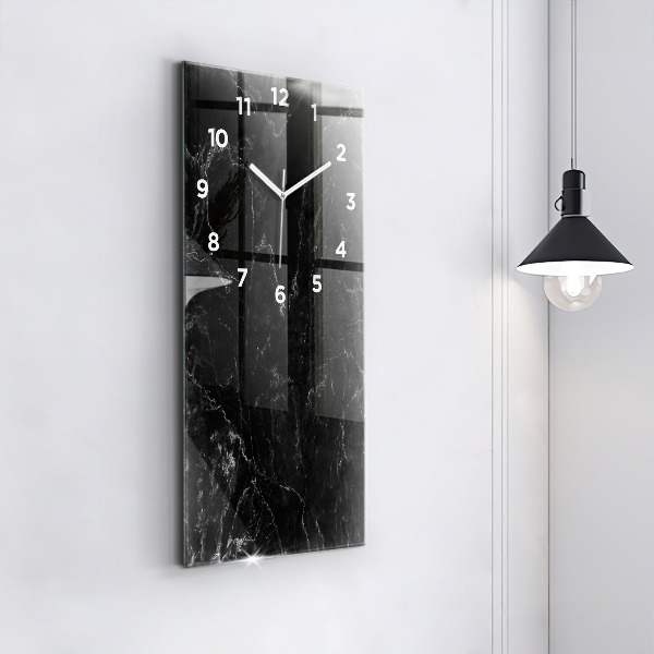 Vertical wall clock Black marble