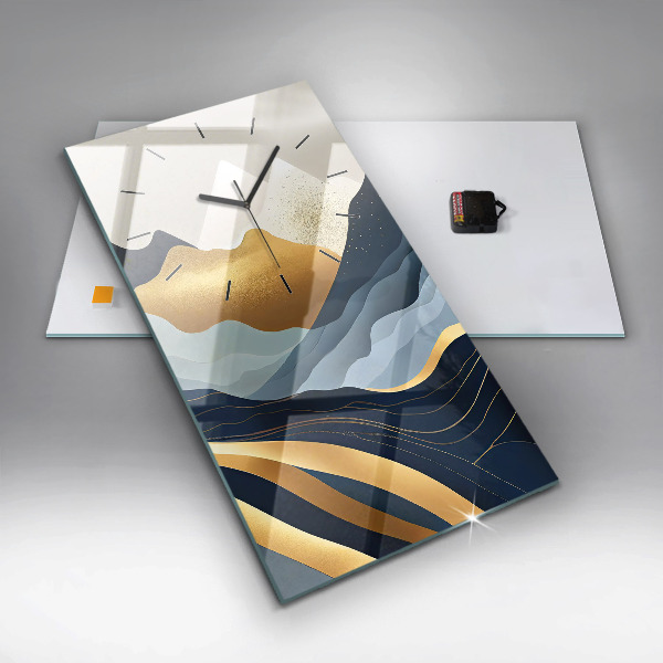 Vertical wall clock Abstract mountains