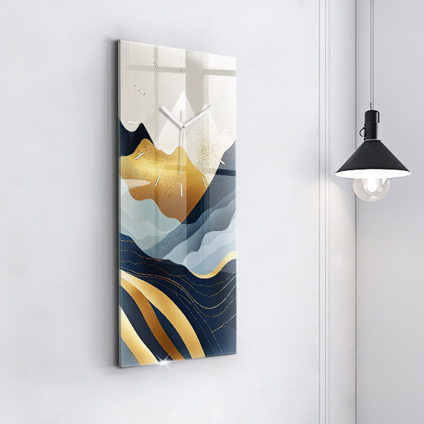 Vertical wall clock Abstract mountains