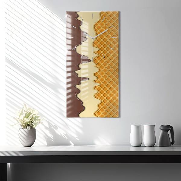 Vertical wall clock Waffle and ice cream