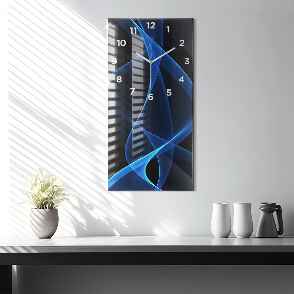 Vertical wall clock Blue lines